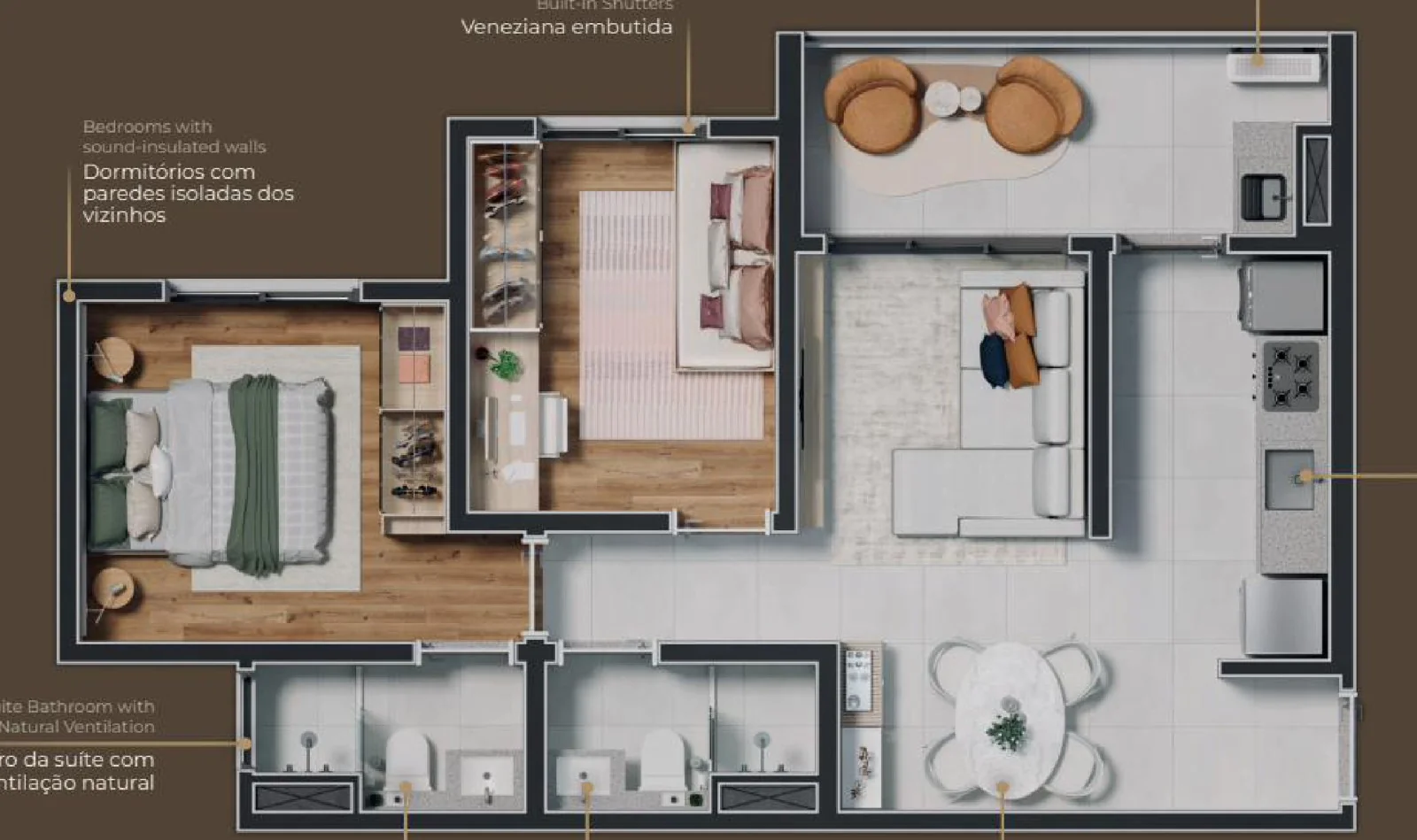 Planta do apartamento 60,54 m²